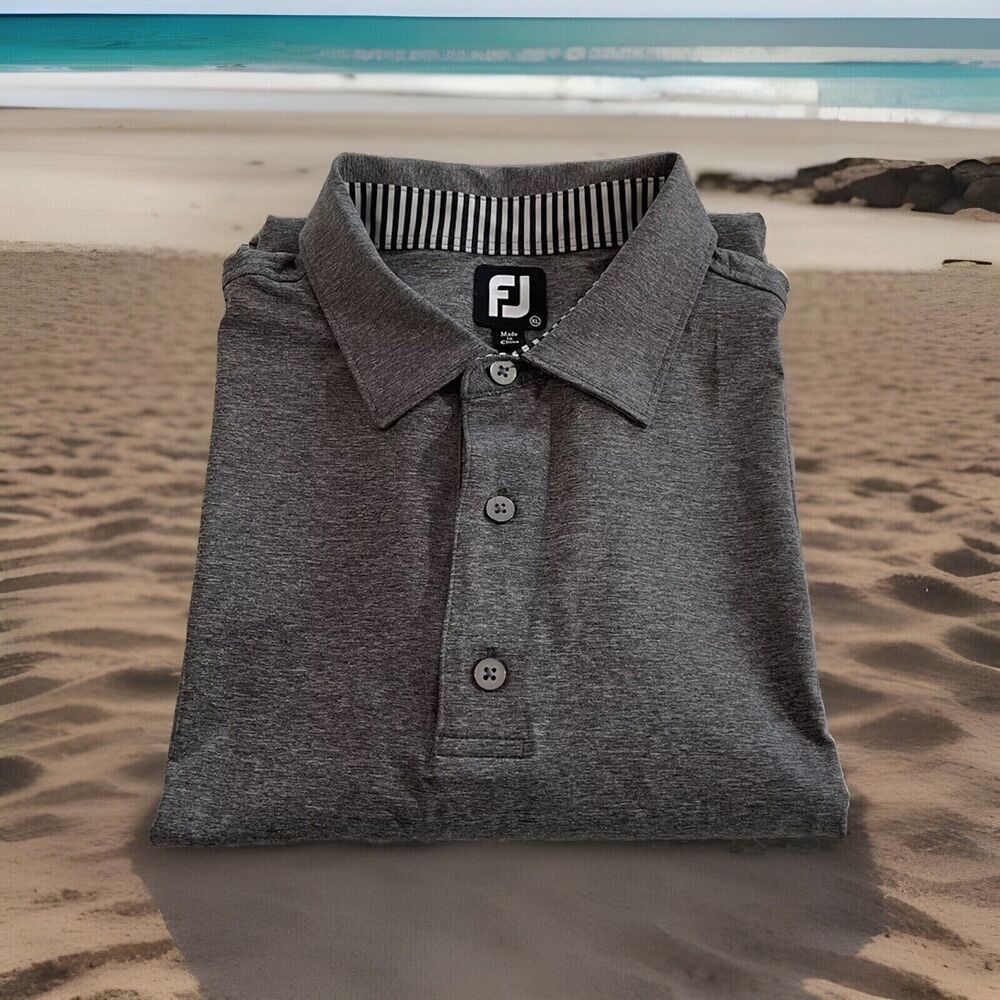 FOOTJOY Polo Golf Shirt Oswego Country Club Logo SS Gray w Hint of White Men XL